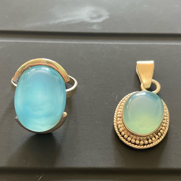 925 sterling silver Sz 9 ring and pendant - Picture 1 of 5